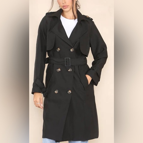 NWOT KATCH ME  Belted Trench Coat Double Breasted Size M - Picture 1 of 14